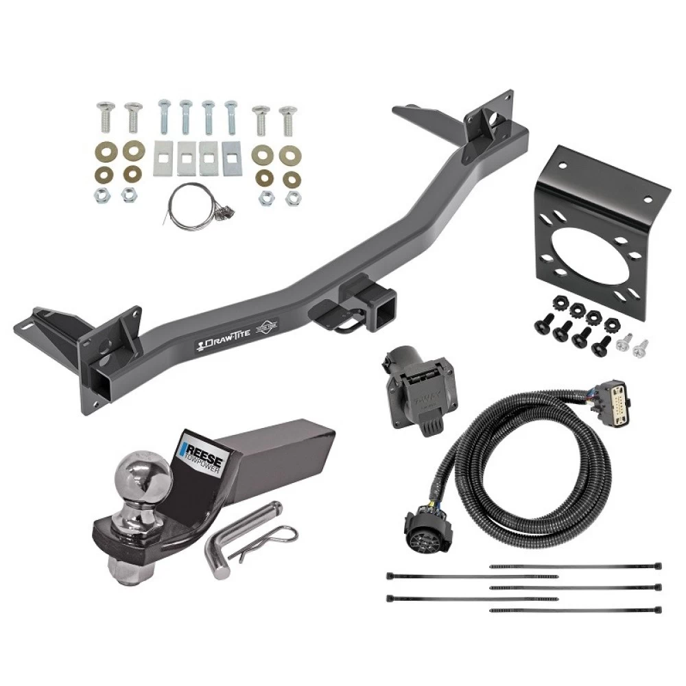 Trailer Hitch Tow Package w/ 7-Way RV Wiring For 18-23 Chevrolet Traverse 2024 Limited 18-24 Buick Enclave All Models w/ 2" Drop Mount 2" Ball Class 3 2" Receiver