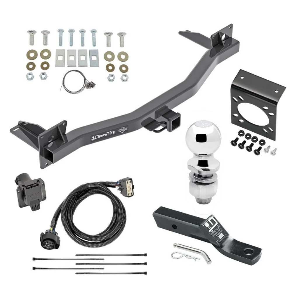 Complete Tow Package For 18-23 Chevrolet Traverse 2024 Limited 18-24 Buick Enclave All Models w/ 7-Way RV Wiring Harness Kit 2" Ball and Mount Bracket 2" Receiver Class 3