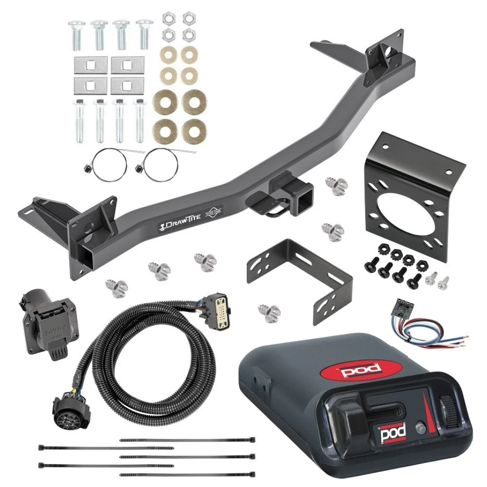 For 2018-2023 Chevrolet Traverse Trailer Hitch Tow PKG w/ Pro Series POD Brake Control + Generic BC Wiring Adapter + 7-Way RV Wiring By Draw-Tite