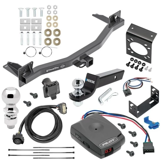 For 2018-2023 Buick Enclave Trailer Hitch Tow PKG w/ Pro Series Pilot Brake Control + Generic BC Wiring Adapter + 7-Way RV Wiring + 2" & 2-5/16" Ball & Drop Mount By Draw-Tite