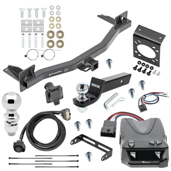 For 2018-2023 Chevrolet Traverse Trailer Hitch Tow PKG w/ Tekonsha Brakeman IV Brake Control + Generic BC Wiring Adapter + 7-Way RV Wiring + 2" & 2-5/16" Ball & Drop Mount By Draw-Tite