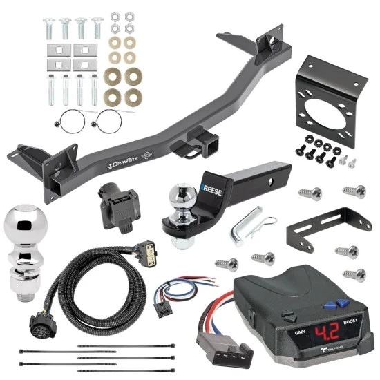 For 2018-2023 Chevrolet Traverse Trailer Hitch Tow PKG w/ Tekonsha BRAKE-EVN Brake Control + Generic BC Wiring Adapter + 7-Way RV Wiring + 2" & 2-5/16" Ball & Drop Mount By Draw-Tite