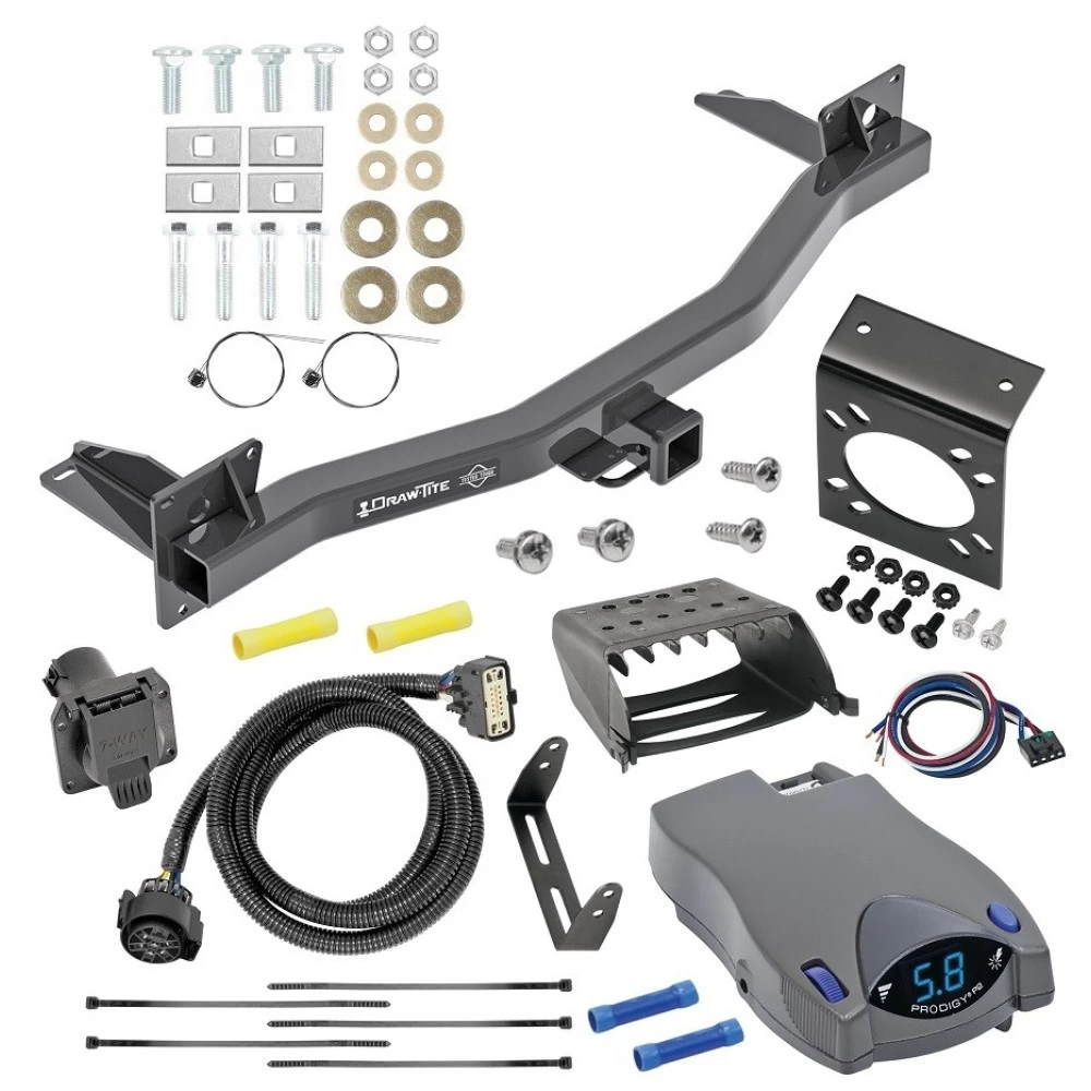 For 2018-2023 Chevrolet Traverse Trailer Hitch Tow PKG w/ Tekonsha Prodigy P2 Brake Control + 7-Way RV Wiring By Draw-Tite