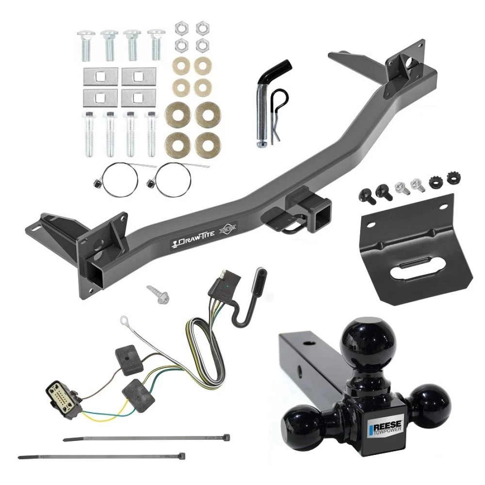 For 2018-2023 Buick Enclave Trailer Hitch Tow PKG w/ 4-Flat Wiring Harness + Triple Ball Ball Mount 1-7/8" & 2" & 2-5/16" Trailer Balls + Pin/Clip + Wiring Bracket By Draw-Tite