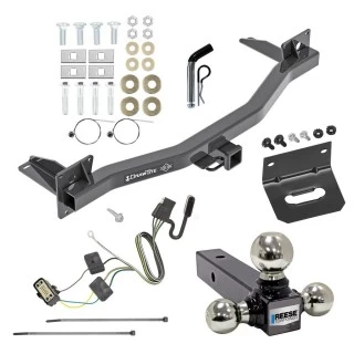 For 2018-2023 Buick Enclave Trailer Hitch Tow PKG w/ 4-Flat Wiring Harness + Triple Ball Ball Mount 1-7/8" & 2" & 2-5/16" Trailer Balls + Pin/Clip + Wiring Bracket By Draw-Tite
