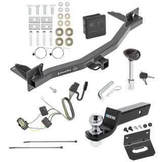 For 2018-2023 Chevrolet Traverse Trailer Hitch Tow PKG w/ 4-Flat Wiring + Starter Kit Ball Mount w/ 2" Drop & 2" Ball + Wiring Bracket + Hitch Lock + Hitch Cover By Draw-Tite