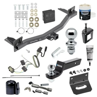 For 2018-2023 Buick Enclave Trailer Hitch Tow PKG w/ 4-Flat Wiring + Starter Kit Ball Mount w/ 2" Drop & 2" Ball + 1-7/8" Ball + Wiring Bracket + Dual Hitch & Coupler Locks + Hitch Cover + Wiring Tester + Ball Lube +Electric Grease 