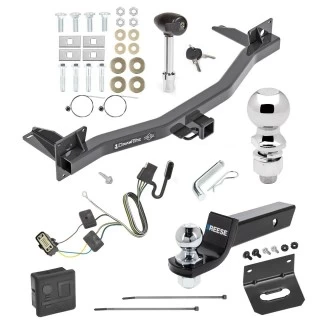 For 2018-2023 Chevrolet Traverse Trailer Hitch Tow PKG w/ 4-Flat Wiring + Starter Kit Ball Mount w/ 2" Drop & 2" Ball + 2-5/16" Ball + Wiring Bracket + Hitch Lock + Hitch Cover By Draw-Tite