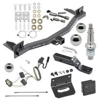 For 2018-2023 Chevrolet Traverse Trailer Hitch Tow PKG w/ 4-Flat Wiring + Ball Mount w/ 2" Drop + Interchangeable Ball 1-7/8" & 2" & 2-5/16" + Wiring Bracket + Dual Hitch & Coupler Locks + Hitch Cover By Draw-Tite
