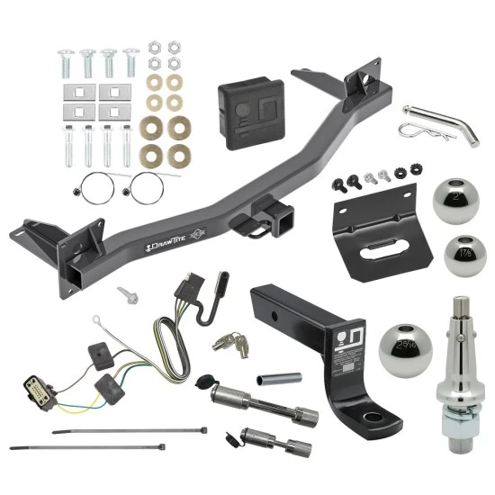 For 2018-2023 Buick Enclave Trailer Hitch Tow PKG w/ 4-Flat Wiring + Ball Mount w/ 4" Drop + Interchangeable Ball 1-7/8" & 2" & 2-5/16" + Wiring Bracket + Dual Hitch & Coupler Locks + Hitch Cover By Draw-Tite