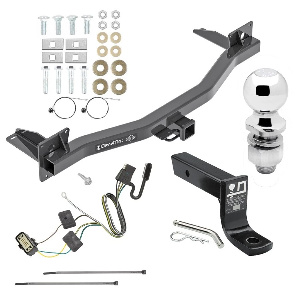 For 2018-2023 Buick Enclave Trailer Hitch Tow PKG w/ 4-Flat Wiring + Ball Mount w/ 4" Drop + 2" Ball By Draw-Tite
