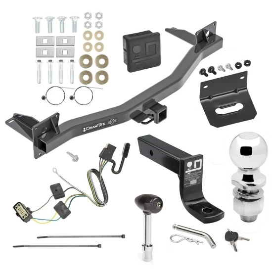 For 2018-2023 Chevrolet Traverse Trailer Hitch Tow PKG w/ 4-Flat Wiring + Ball Mount w/ 4" Drop + 2" Ball + Wiring Bracket + Hitch Lock + Hitch Cover By Draw-Tite
