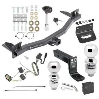 For 2018-2023 Chevrolet Traverse Trailer Hitch Tow PKG w/ 4-Flat Wiring + Ball Mount w/ 4" Drop + 2" Ball + 2-5/16" Ball + Wiring Bracket + Hitch Lock + Hitch Cover By Draw-Tite