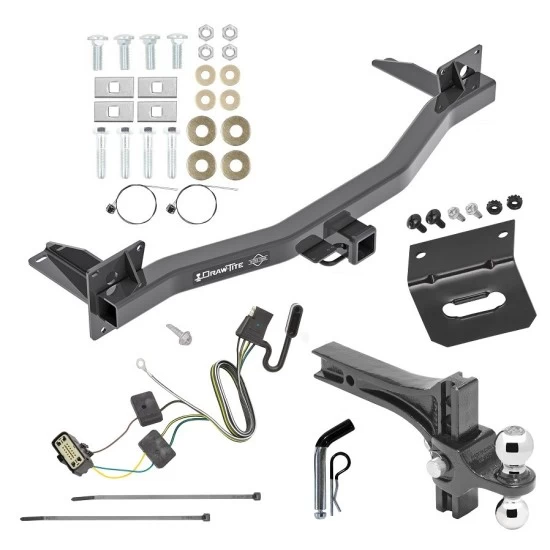 For 2018-2023 Buick Enclave Trailer Hitch Tow PKG w/ 4-Flat Wiring Harness + Dual Adjustable Drop Rise Ball Ball Mount 2" & 2-5/16" Trailer Balls + Pin/Clip + Wiring Bracket By Draw-Tite