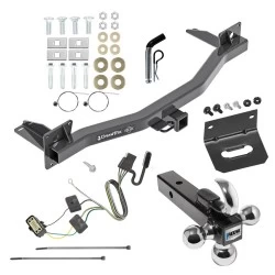 For 2018-2024 Buick Enclave Trailer Hitch Tow PKG w/ 4-Flat Wiring Harness + Triple Ball Ball Mount 1-7/8" & 2" & 2-5/16" Trailer Balls w/ Tow Hook + Pin/Clip + Wiring Bracket By Draw-Tite