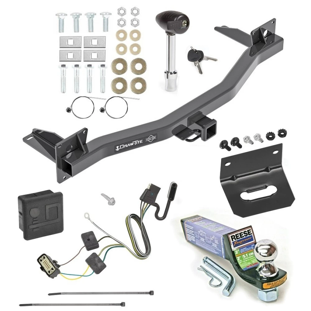 For 2018-2023 Buick Enclave Trailer Hitch Tow PKG w/ 4-Flat Wiring + Starter Kit Ball Mount w/ 2" Drop & 1-7/8" Ball + Wiring Bracket + Hitch Lock + Hitch Cover By Draw-Tite