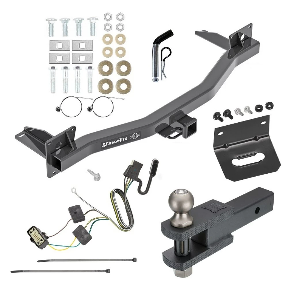 For 2018-2023 Chevrolet Traverse Trailer Hitch Tow PKG w/ 4-Flat Wiring Harness + Clevis Hitch Ball Mount w/ 2" Ball + Pin/Clip + Wiring Bracket By Draw-Tite