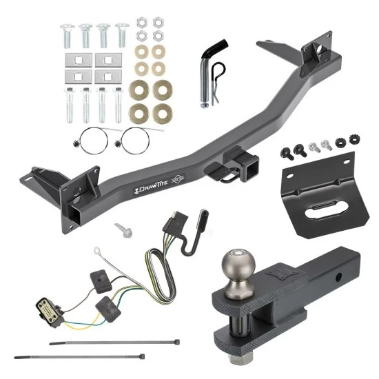 For 2018-2023 Chevrolet Traverse Trailer Hitch Tow PKG w/ 4-Flat Wiring Harness + Clevis Hitch Ball Mount w/ 2" Ball + Pin/Clip + Wiring Bracket By Draw-Tite