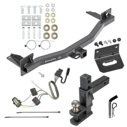 For 2018-2024 Buick Enclave Trailer Hitch Tow PKG w/ 4-Flat Wiring Harness + Adjustable Drop Rise Clevis Hitch Ball Mount w/ 2" Ball + Pin/Clip + Wiring Bracket By Draw-Tite