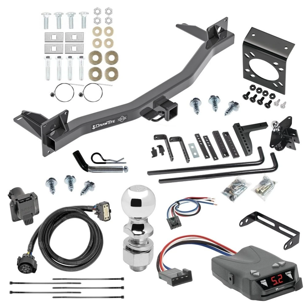 For 2018-2023 Buick Enclave Trailer Hitch Tow PKG w/ 6K Round Bar Weight Distribution Hitch w/ 2-5/16" Ball + 2" Ball + Pin/Clip + Tekonsha Brakeman IV Brake Control + Generic BC Wiring Adapter + 7-Way RV Wiring By Draw-Tite