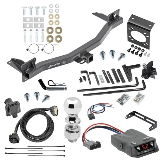 For 2018-2023 Buick Enclave Trailer Hitch Tow PKG w/ 6K Round Bar Weight Distribution Hitch w/ 2-5/16" Ball + 2" Ball + Pin/Clip + Tekonsha Brakeman IV Brake Control + Generic BC Wiring Adapter + 7-Way RV Wiring By Draw-Tite