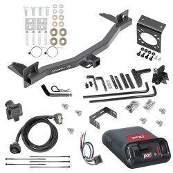 For 2018-2024 Buick Enclave Trailer Hitch Tow PKG w/ 6K Round Bar Weight Distribution Hitch w/ 2-5/16" Ball + Pin/Clip + Pro Series POD Brake Control + Generic BC Wiring Adapter + 7-Way RV Wiring By Draw-Tite