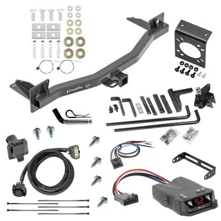 For 2018-2023 Chevrolet Traverse Trailer Hitch Tow PKG w/ 6K Round Bar Weight Distribution Hitch w/ 2-5/16" Ball + Pin/Clip + Tekonsha Brakeman IV Brake Control + Generic BC Wiring Adapter + 7-Way RV Wiring By Draw-Tite