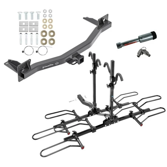 For 2018-2023 Chevrolet Traverse Trailer Hitch Tow PKG w/ 4 Bike Plaform Style Carrier Rack + Hitch Lock By Draw-Tite