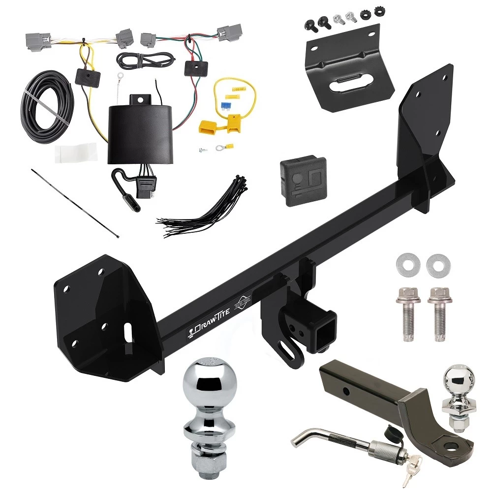 Ultimate Tow Package For 16-25 Volvo XC90 Recharge Trailer Hitch w/ Wiring 2" Drop Mount Dual 2" and 1-7/8" Ball Lock Bracket Cover 2" Receiver