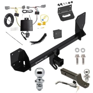 Ultimate Tow Package For 16-25 Volvo XC90 Recharge Trailer Hitch w/ Wiring 2" Drop Mount Dual 2" and 1-7/8" Ball Lock Bracket Cover 2" Receiver