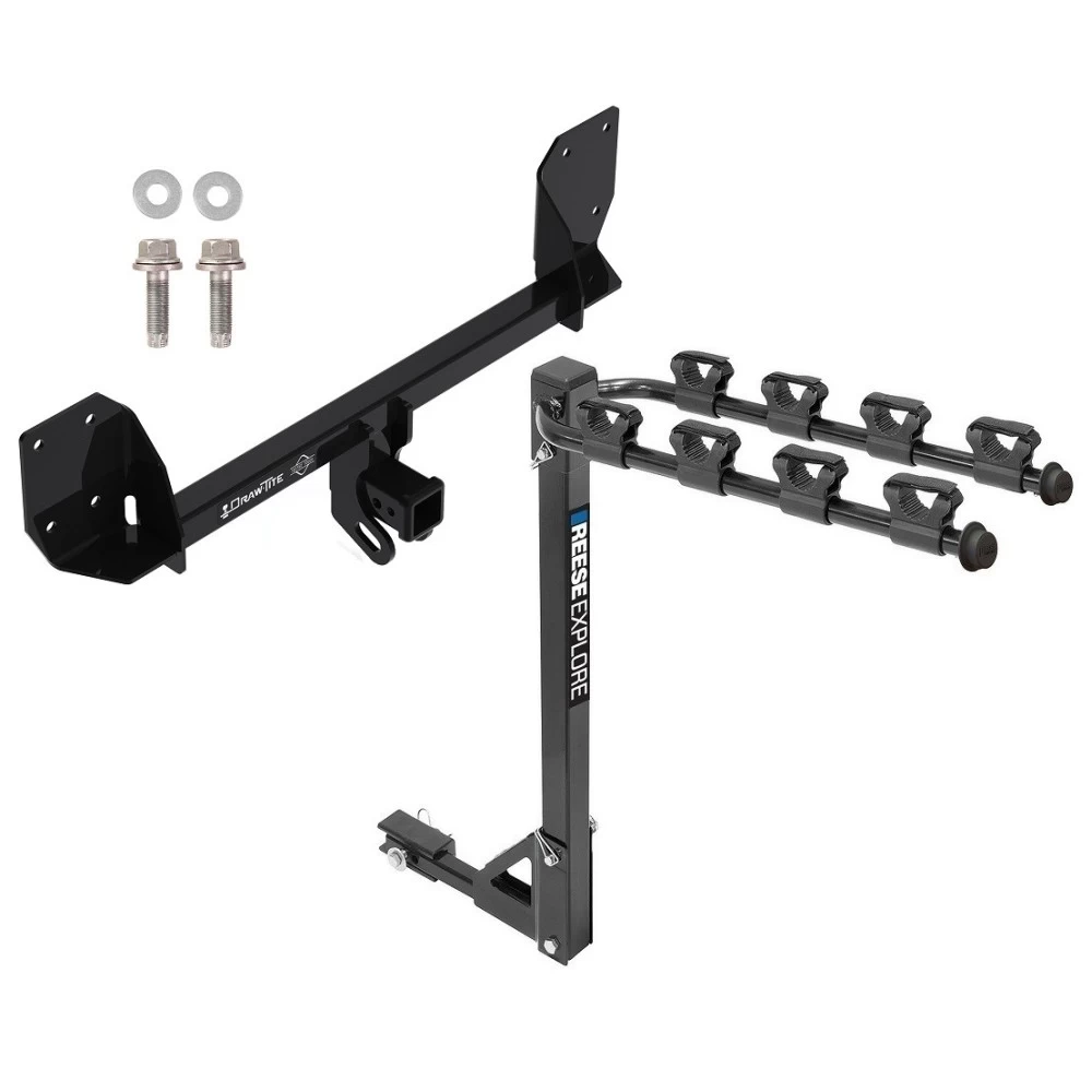 Trailer Tow Hitch w/ 4 Bike Rack For 16-25 Volvo XC90 18-27 XC60 tilt away adult or child arms fold down carrier