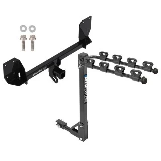 Trailer Tow Hitch w/ 4 Bike Rack For 16-25 Volvo XC90 18-27 XC60 tilt away adult or child arms fold down carrier