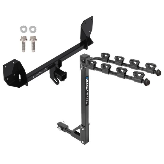 Trailer Tow Hitch w/ 4 Bike Rack For 16-25 Volvo XC90 18-27 XC60 tilt away adult or child arms fold down carrier