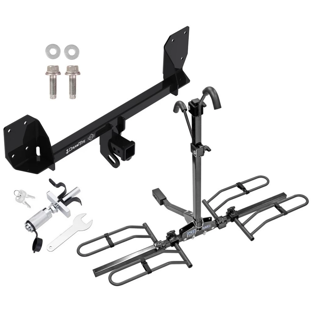 Trailer Tow Hitch For 16-25 Volvo XC90 18-27 XC60 Platform Style 2 Bike Rack w/ Anti Rattle Hitch Lock