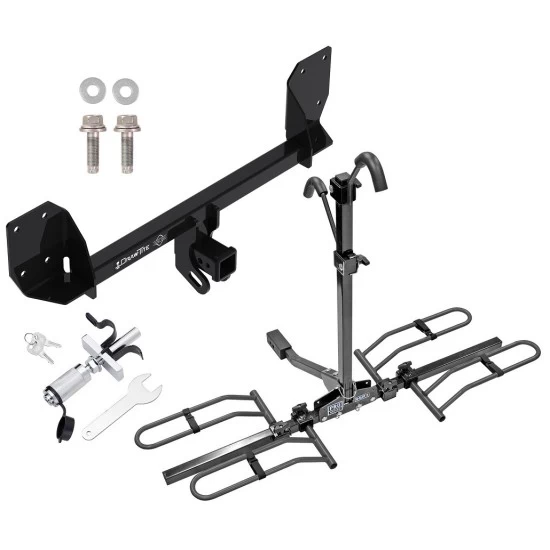 Trailer Tow Hitch For 16-25 Volvo XC90 18-27 XC60 Platform Style 2 Bike Rack w/ Anti Rattle Hitch Lock