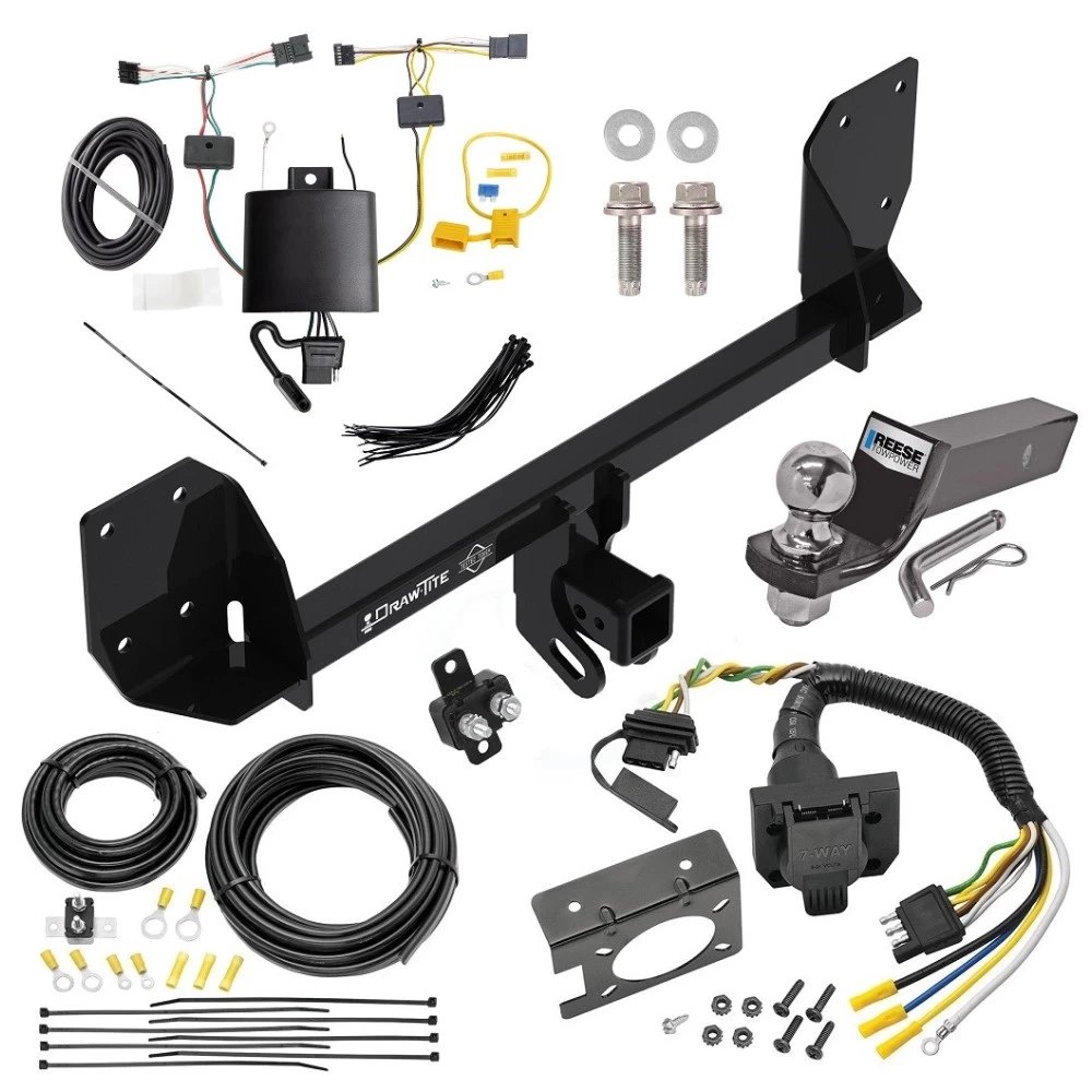 Trailer Hitch Tow Package w/ 7-Way RV Wiring For 18-27 Volvo XC60 All Models w/ 2" Drop Mount 2" Ball Class 4 2" Receiver