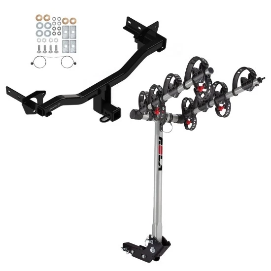 Trailer Tow Hitch For 18-25 Alfa Romeo Stelvio Except Quadrifoglio w/ 4 Bike Carrier Rack