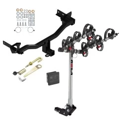Trailer Tow Hitch For 18-25 Alfa Romeo Stelvio Except Quadrifoglio 4 Bike Rack w/ Hitch Lock and Cover