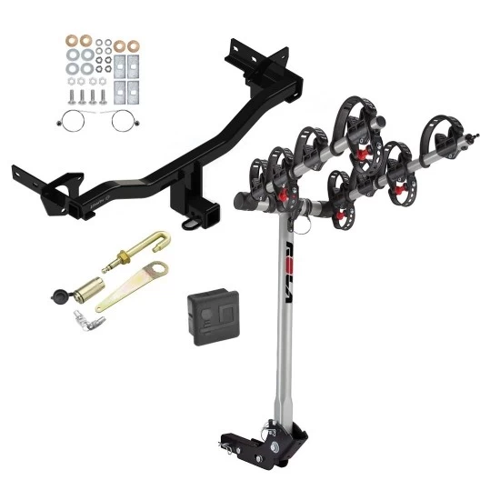 Trailer Tow Hitch For 18-24 Alfa Romeo Stelvio Except Quadrifoglio 4 Bike Rack w/ Hitch Lock and Cover