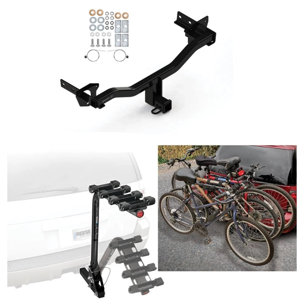 Trailer Hitch w/ 4 Bike Rack For 18-25 Alfa Romeo Stelvio Except Quadrifoglio Approved for Recreational & Offroad Use Carrier for Adult Woman or Child Bicycles Foldable