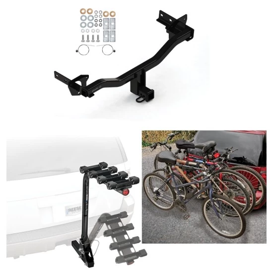 Trailer Hitch w/ 4 Bike Rack For 18-25 Alfa Romeo Stelvio Except Quadrifoglio Approved for Recreational & Offroad Use Carrier for Adult Woman or Child Bicycles Foldable