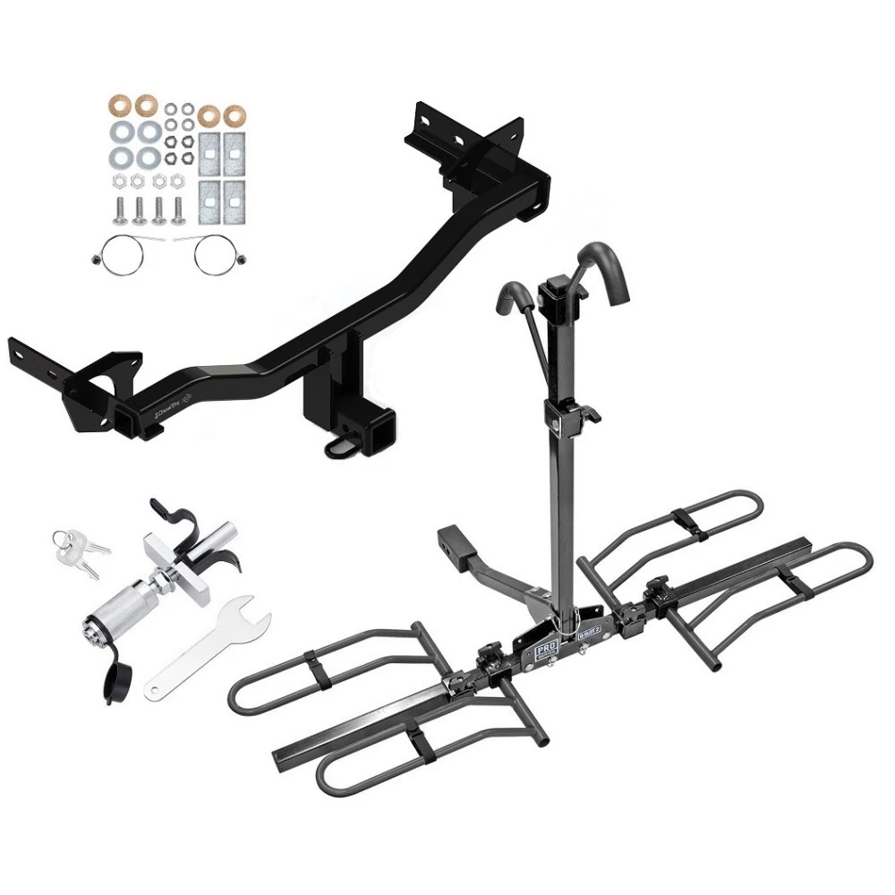 Trailer Tow Hitch For 18-25 Alfa Romeo Stelvio Except Quadrifoglio Platform Style 2 Bike Rack w/ Anti Rattle Hitch Lock