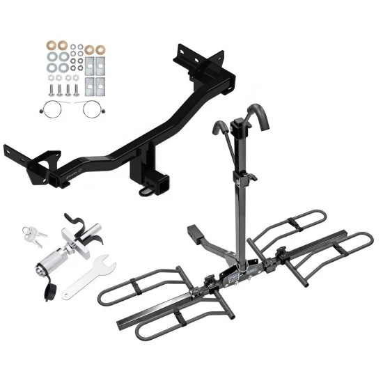 Trailer Tow Hitch For 18-25 Alfa Romeo Stelvio Except Quadrifoglio Platform Style 2 Bike Rack w/ Anti Rattle Hitch Lock
