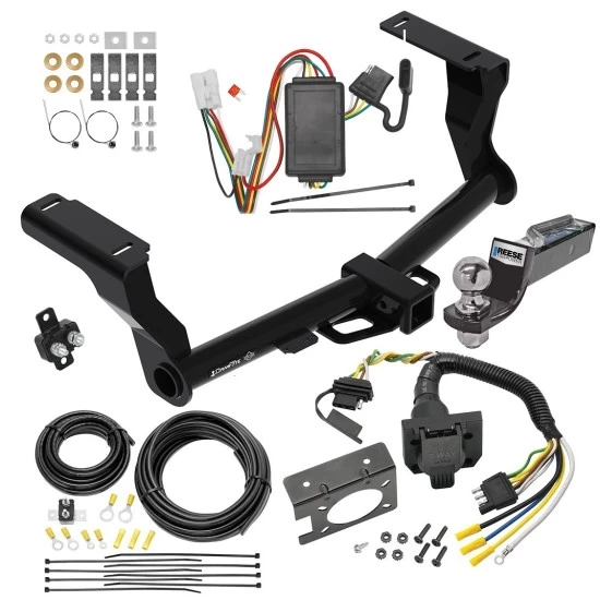 Trailer Hitch Tow Package w/ 7-Way RV Wiring For 16-24 Subaru Crosstrek Except Hybrid w/ 2" Drop Mount 2" Ball Class 3 2" Receiver All Models