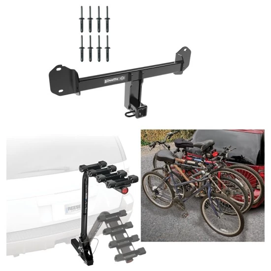 Trailer Hitch w/ 4 Bike Rack For 11-24 BMW X3 19-24 X4 Approved for Recreational & Offroad Use Carrier for Adult Woman or Child Bicycles Foldable