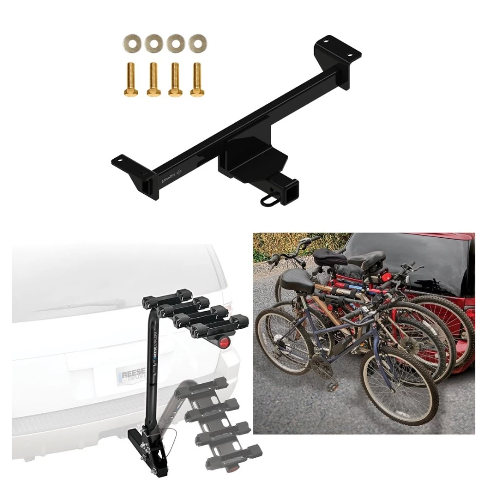 Trailer Hitch w/ 4 Bike Rack For 19-25 INFINITI QX50 Approved for Recreational & Offroad Use Carrier for Adult Woman or Child Bicycles Foldable