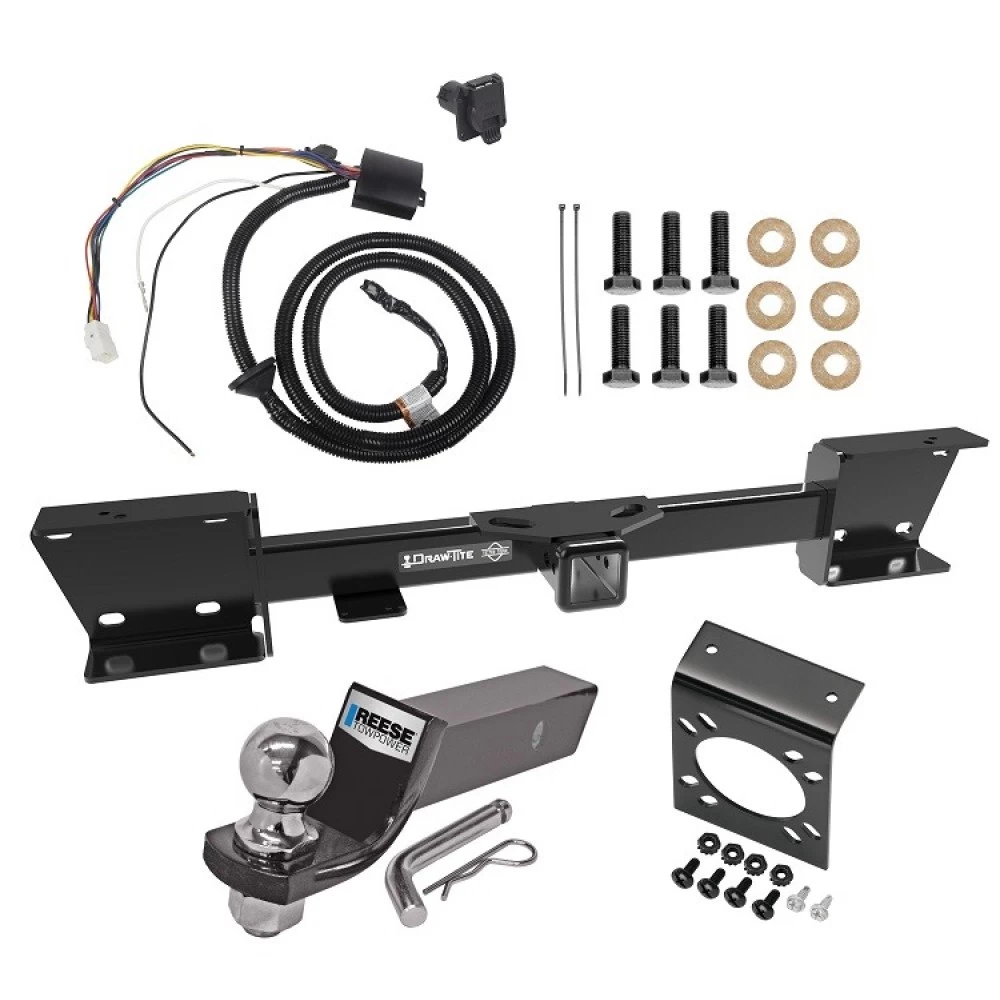 Trailer Hitch Tow Package w/ 7-Way RV Wiring For 19-22 Subaru Ascent w/ 2" Drop Mount 2" Ball Class 3 2" Receiver All Models 