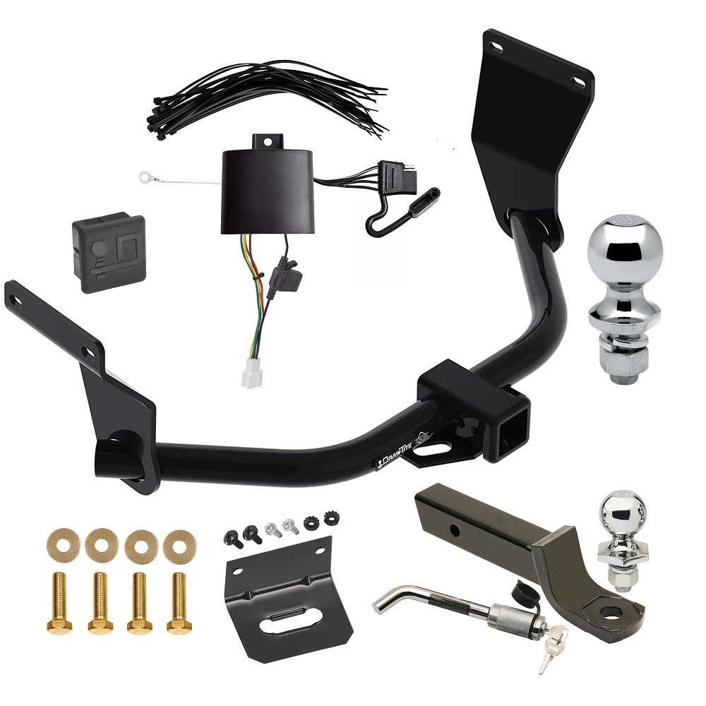 Ultimate Tow Package For 19-26 Acura RDX w/ +12V Power Provision Trailer Hitch w/ Wiring 2" Drop Mount Dual 2" and 1-7/8" Ball Lock Bracket Cover 2" Receiver