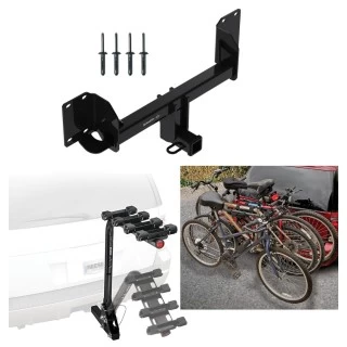 Trailer Hitch w/ 4 Bike Rack For 19-26 BMW X5 Except M Versions Approved for Recreational & Offroad Use Carrier for Adult Woman or Child Bicycles Foldable