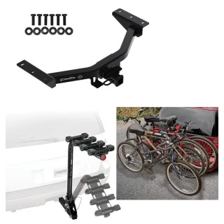 Trailer Hitch w/ 4 Bike Rack For 19-25 Honda Passport Approved for Recreational & Offroad Use Carrier for Adult Woman or Child Bicycles Foldable